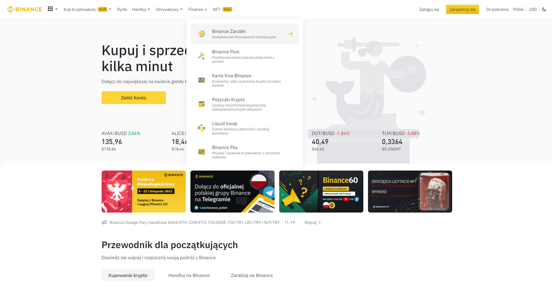 Binance aukcja slot dot polkadot